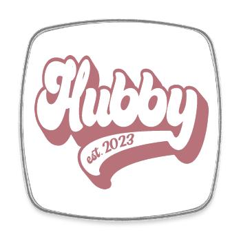Hubby Est. 2023 Cadeau de mariage de fiançailles pour marié - Magnet carré - blanc - Devant