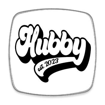 Hubby Est. 2023 Cadeau de mariage de fiançailles pour marié - Magnet carré - blanc - Devant