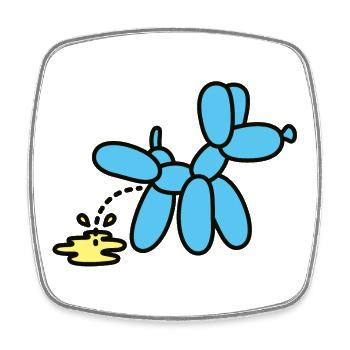 Funny Balloon Animals Balloon Artists Pee Dog - Square fridge magnet - white - Front