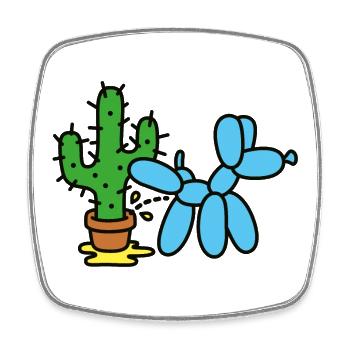 Balloon Animals Balloon Artist Dog Pee Cactus - Square fridge magnet - white - Front