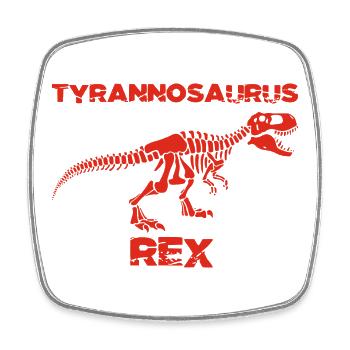 Squelette de tyrannosaure rouge - Magnet carré - blanc - Devant