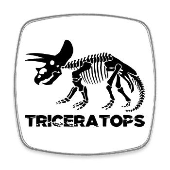 Squelette de tricératops noir - Magnet carré - blanc - Devant