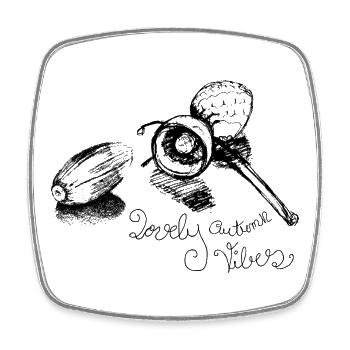Dicton doux de gland d’automne avec de belles vibrations - Magnet carré - blanc - Devant