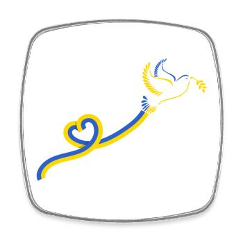 Dove Ribbon Blue Yellow Peace - Square fridge magnet - white - Front