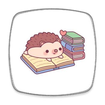 Mignon hérisson lisant un livre - Magnet carré - blanc - Devant