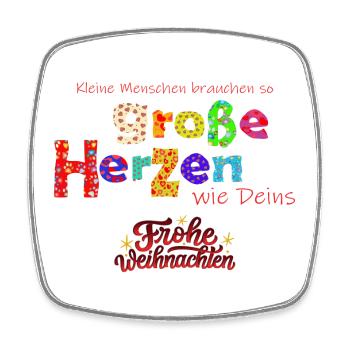 Kleine Menschen brauchen große Herzen - XMAS Danke - Viereckiger Kühlschrankmagnet - Weiß - Vorne