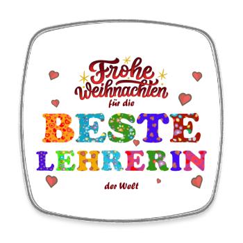Frohe Weihnachten für die Beste Lehrerin - Danke - Viereckiger Kühlschrankmagnet - Weiß - Vorne