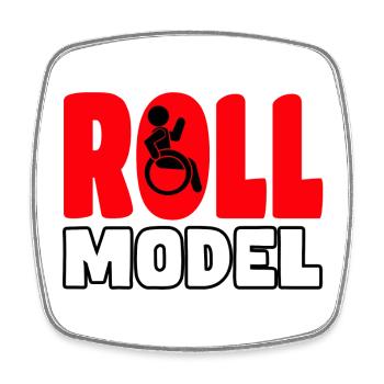 Each wheelchair user is a roll model* - Square fridge magnet - white - Front