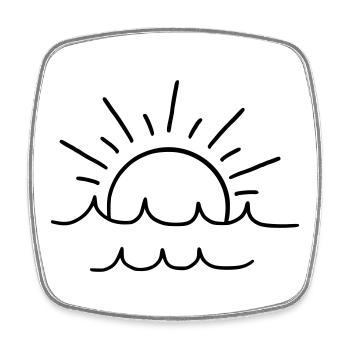 Soleil et vagues - Magnet carré - blanc - Devant