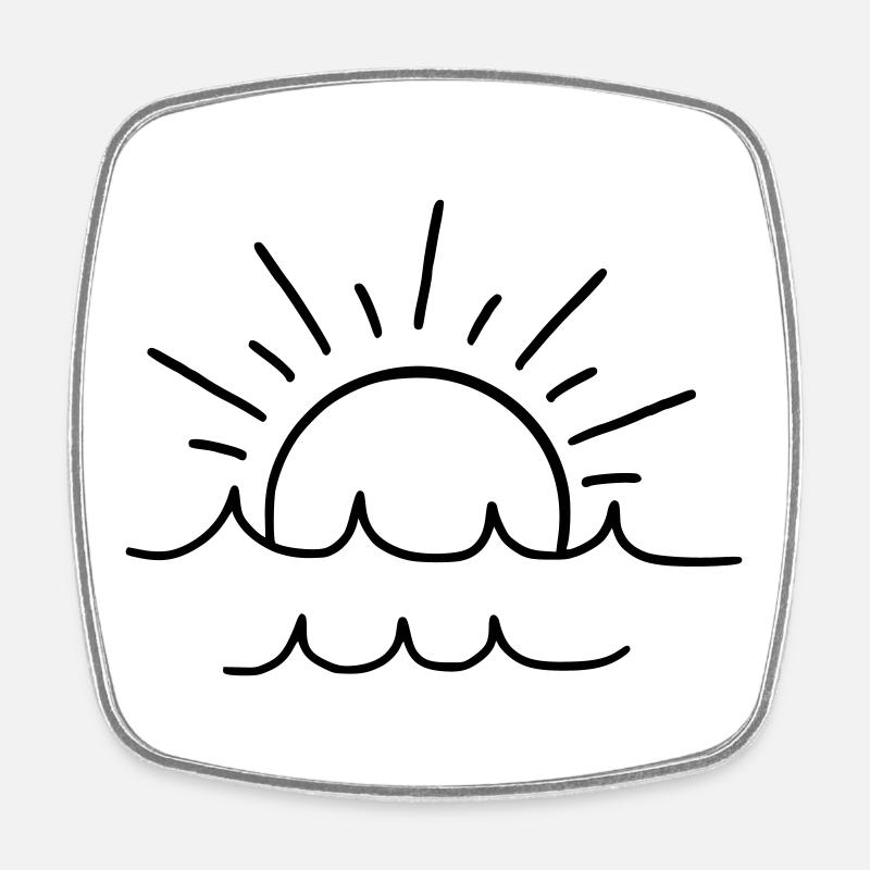 Sonne und Wellen - Viereckiger Kühlschrankmagnet - Weiß