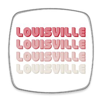 Louisville Vierfach Gradient Wortlogo - Viereckiger Kühlschrankmagnet - Weiß - Vorne