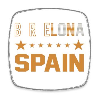 Barcelona Spain Retro Design - Square fridge magnet - white - Front