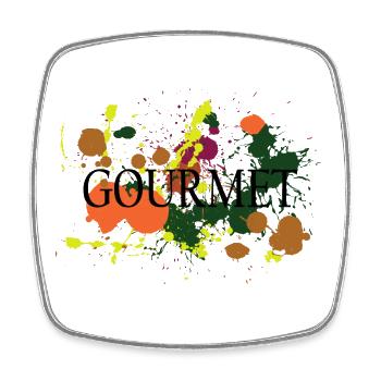 Gourmet - Design für T-Shirt und Baby Lätzchen - Viereckiger Kühlschrankmagnet - Weiß - Vorne