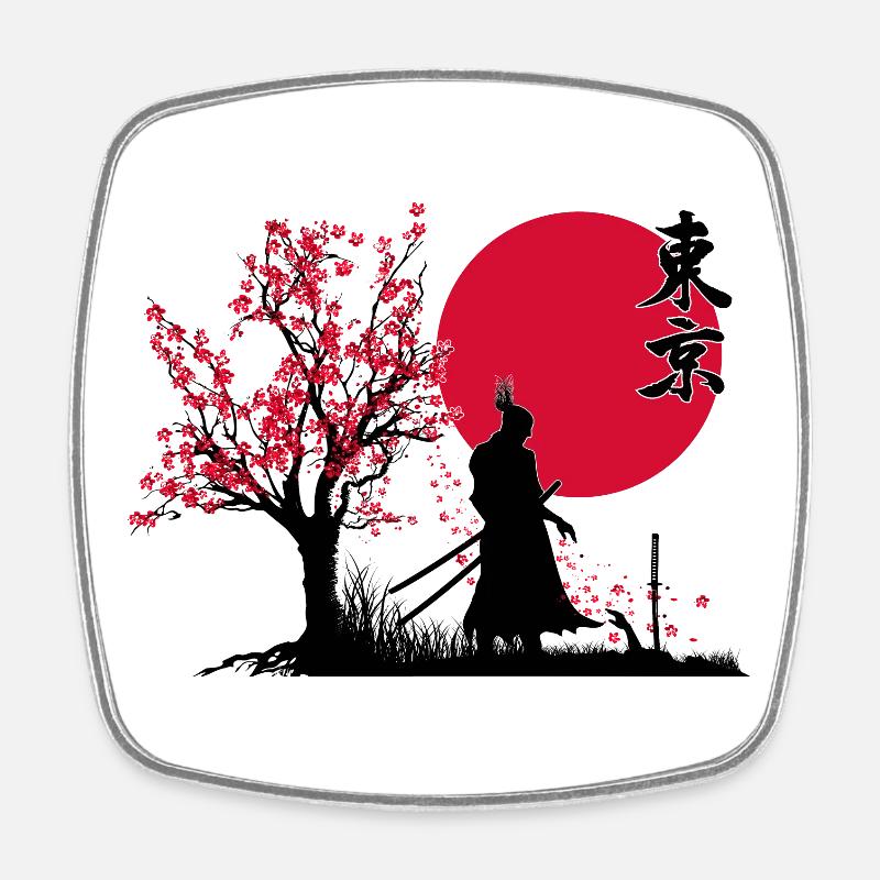 Samurai Shadow Slayer | HDR Graphics Japanese Art - Square fridge magnet - white