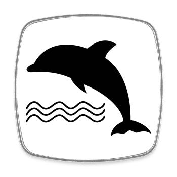 Le dauphin dans l’eau comme vecteur - Magnet carré - blanc - Devant