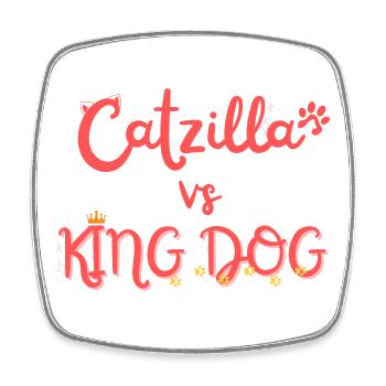 Catzilla vs King Dog - Magnet carré - blanc - Devant