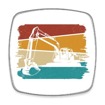 Bagger - Viereckiger Kühlschrankmagnet - Weiß - Vorne