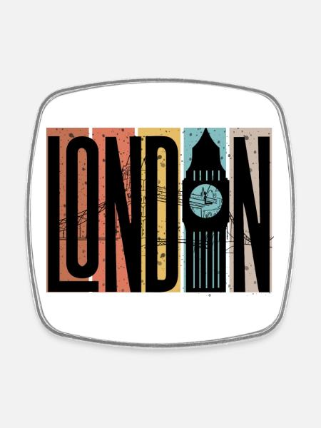London Skyline Bold Blocks - Square fridge magnet - white