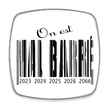 mal barré code barre - Magnet carré - blanc - Devant
