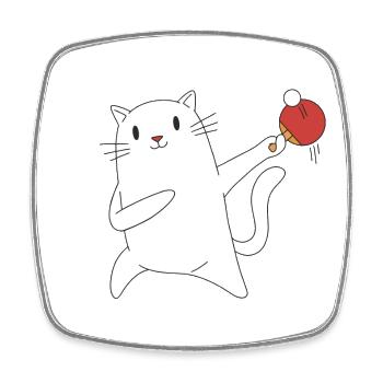 Table Tennis Katze Pingpong Outfit Cat Tischtennis - Magnet carré - blanc - Devant