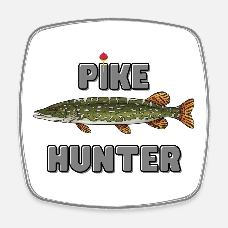 Chasseur de Brochets – Chemise de pêche Predator - Magnet carré - blanc