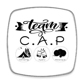 Team CAP Camping Aperitif Petanque - Viereckiger Kühlschrankmagnet - Weiß - Vorne