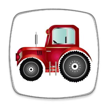 Tracteur rouge pour tracteurs et ventilateurs agricoles - Magnet carré - blanc - Devant