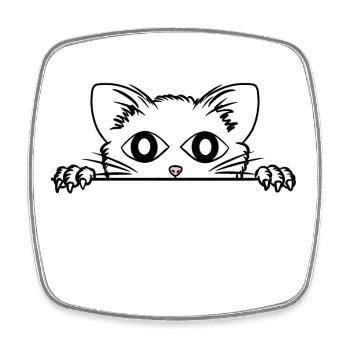 Chat dans la poche - chat dans sa poche - Magnet carré - blanc - Devant