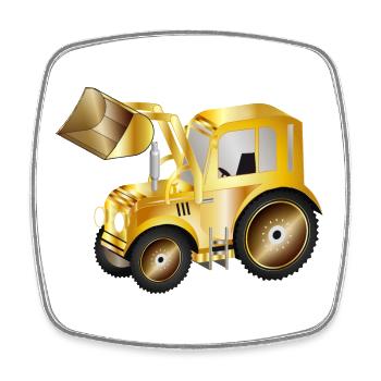 Chargeur frontal de tracteur dans les couleurs or pour les ventilateurs de tracteur - Magnet carré - blanc - Devant