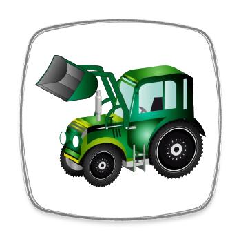 Tracteur à chargement frontal pour tracteurs et ventilateurs agricoles - Magnet carré - blanc - Devant