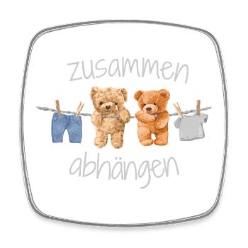 Zusammen Abhängen Kuscheltiere Teddybär Freunde - Viereckiger Kühlschrankmagnet - Weiß - Vorne