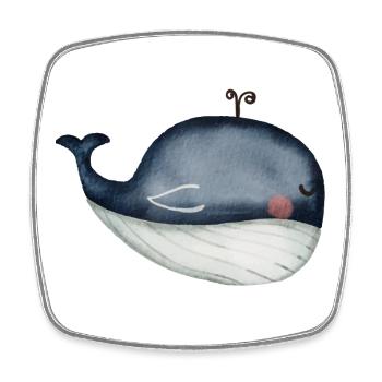 whale, ocean - Square fridge magnet - white - Front