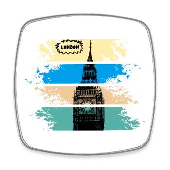 London Pop Art Big Ben Stripes - Magnet carré - blanc - Devant