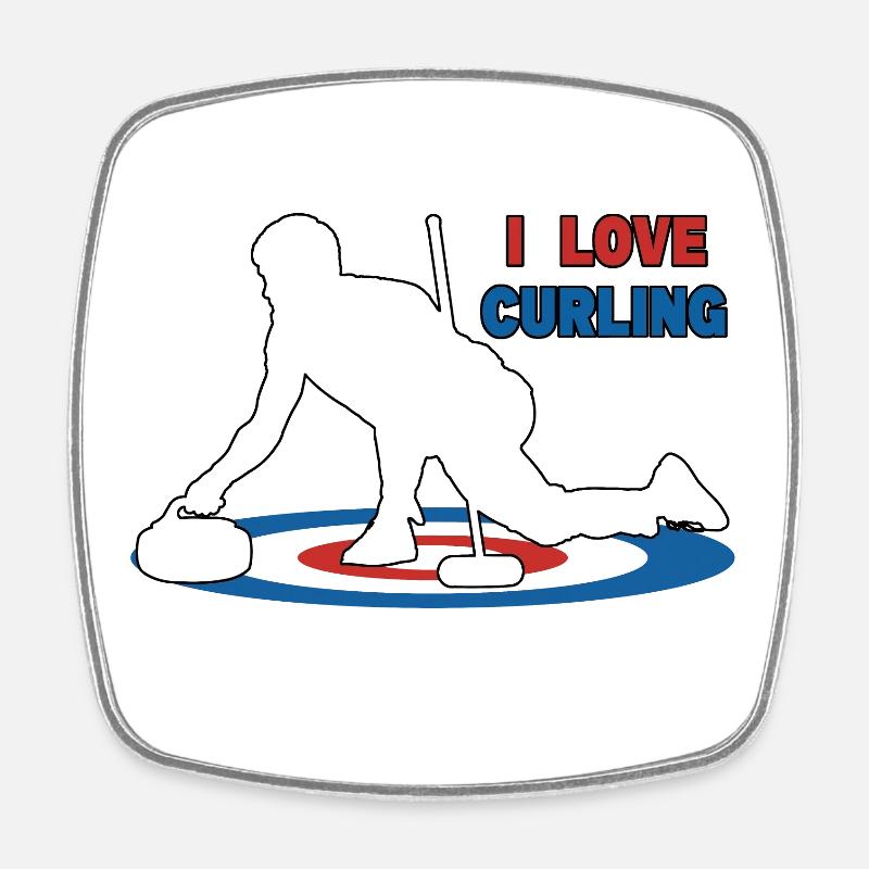 J’adore le curling - Magnet carré - blanc