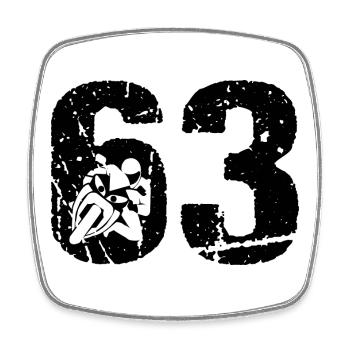 63 Moto Vintage Biker - Magnet carré - blanc - Devant