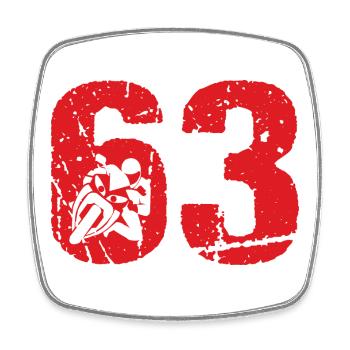 63 Moto Vintage Biker - Magnet carré - blanc - Devant