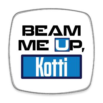 Beam me up, Kotti! - lustiger Spruch - Meme Berlin - Viereckiger Kühlschrankmagnet - Weiß - Vorne