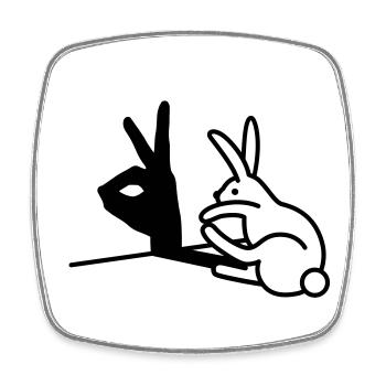 Funny Rabbit hand shadow puppets humor pop art - Square fridge magnet - white - Front
