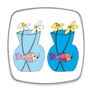 Fish in a jar of 2 - Square fridge magnet - white - Front