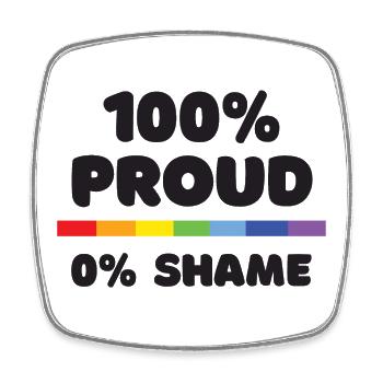 Pride Month - 100% stolz. 0% Scham - Viereckiger Kühlschrankmagnet - Weiß - Vorne