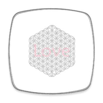 Fleur de Vie - 5ème Dimension - argent - amour - Magnet carré - blanc - Devant