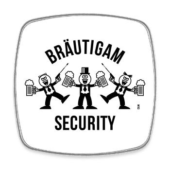 Bräutigam Security (JGA / Karikatur / Tanz / 1C) - Viereckiger Kühlschrankmagnet - Weiß - Vorne