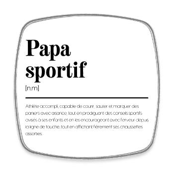 Papa Sportif - Définition Pleine d'Énergie - Magnet carré - blanc - Devant