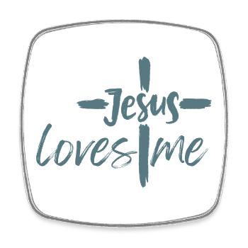 Jesus liebt mich - Viereckiger Kühlschrankmagnet - Weiß - Vorne