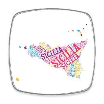 Sicily t-shirt map word cloud t-shirt - Square fridge magnet - white - Front