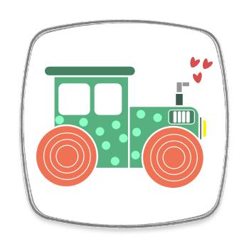Véhicule à moteur Agricole agricole Coeur Tracteur Champ d’agriculteur biologique - Magnet carré - blanc - Devant
