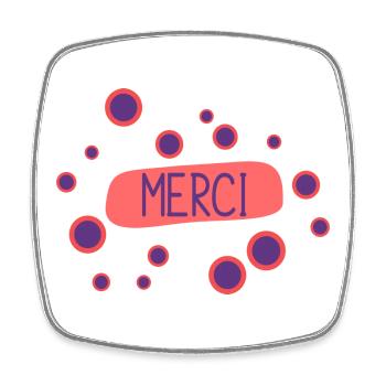 MERCI. THANKS. THANK YOU. ANNIVERSAIRE. NAISSANCE. - Magnet carré - blanc - Devant