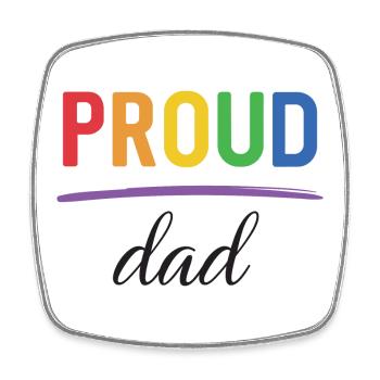 LGBT Proud Dad - Pride-Monat - Viereckiger Kühlschrankmagnet - Weiß - Vorne