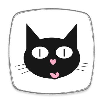 Cute cat, tomcat with heart-shaped nose - Square fridge magnet - white - Front