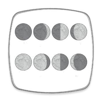 Monochromes Mondphasen-Gitter - Viereckiger Kühlschrankmagnet - Weiß - Vorne